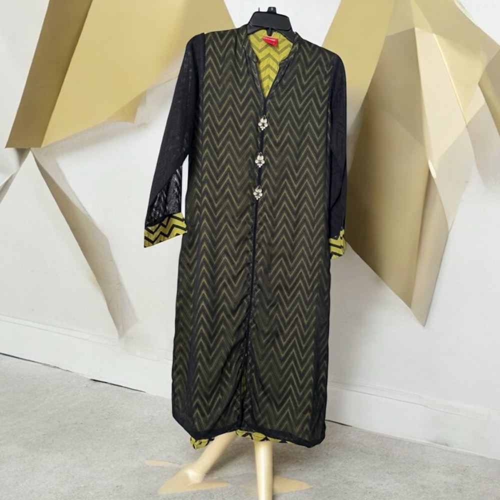 Black and Green Chevron Long Tunic